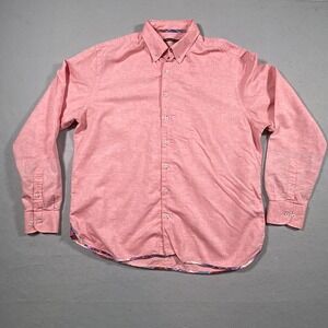 Hammer Made Shirt Men's XXL‎ 18.5 Linen Blend Long Sleeve Flip Cuffs Salmon Pink